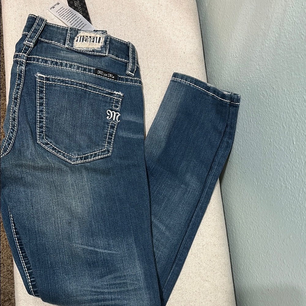 Miss Me Blue Jeans with Decorative Stitching